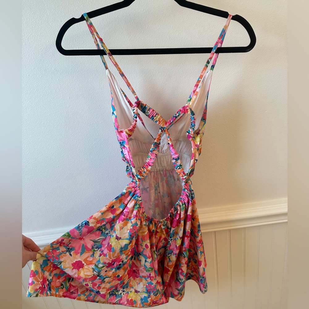 White fox boutique open back romper